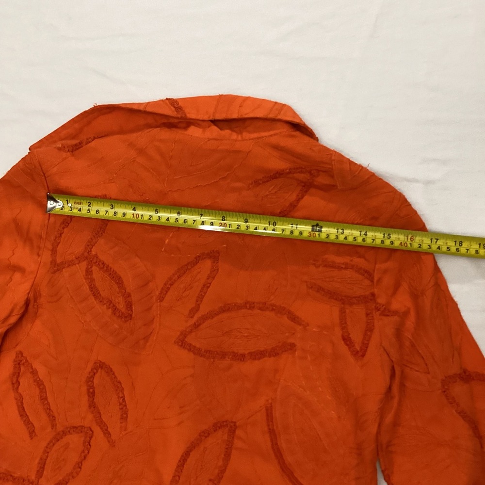 Chico's Orange Textured Leaf Applique Jacket Blazer Size 0-small 4 - Picture 5 of 10